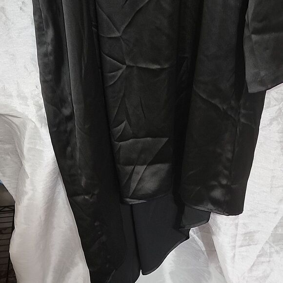 Making The Cut Black Satin Asymmetrical Midi Dress One Sleeve Plus Size 2X - Picture 7 of 7